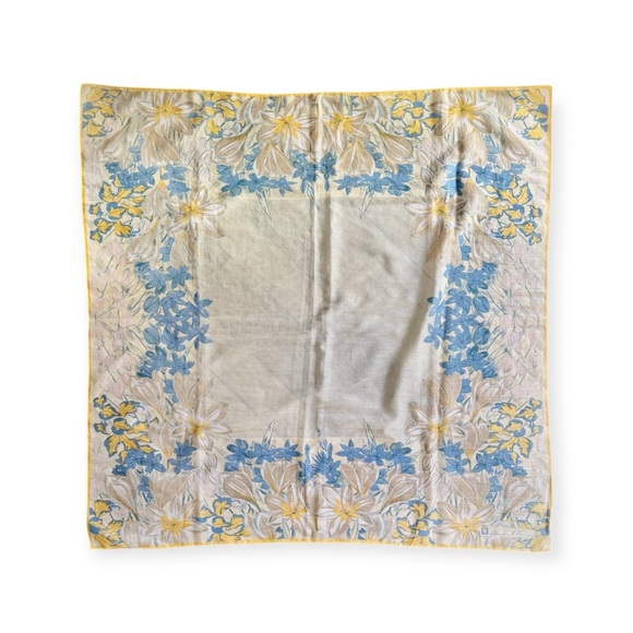 70s Vintage Anne Klein Swiss Dot & Floral Print Cottagecore Cotton Scarf Wrap - Picture 11 of 17